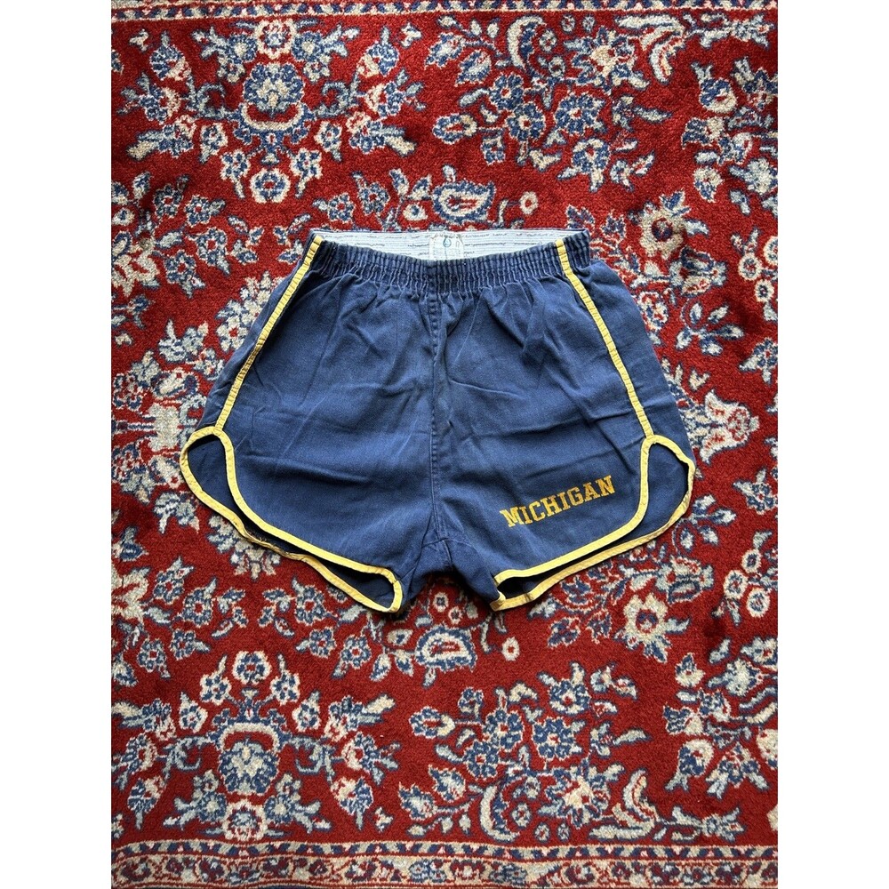 True Vtg 60s Sanforized University of Michigan Gym Shorts Medium 32-34 USA Made